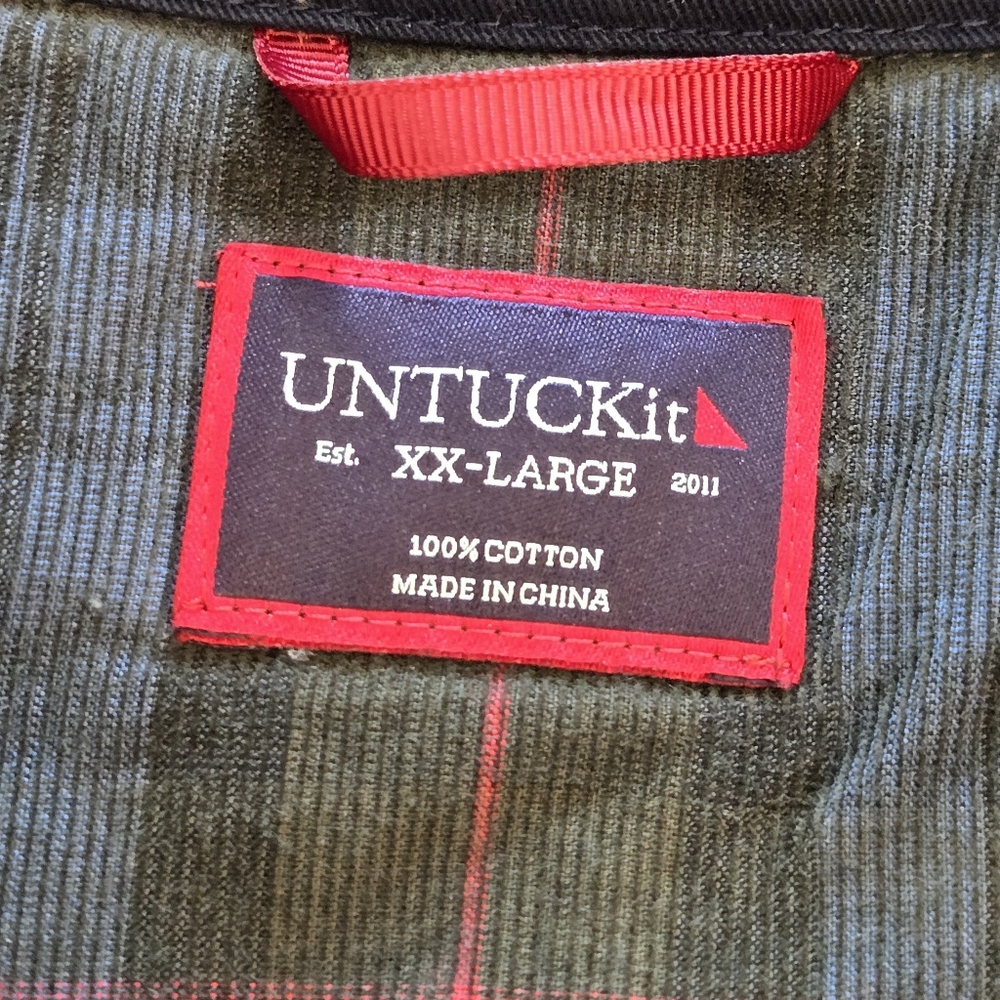 Untuckit Corduroy Overshirt in Blue and Green plaid button down‎ size XX Large - Picture 2 of 8